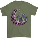 Trippy Magic Mushroom Moon LSD Psychedelic Mens T-Shirt 100% Cotton Military Green