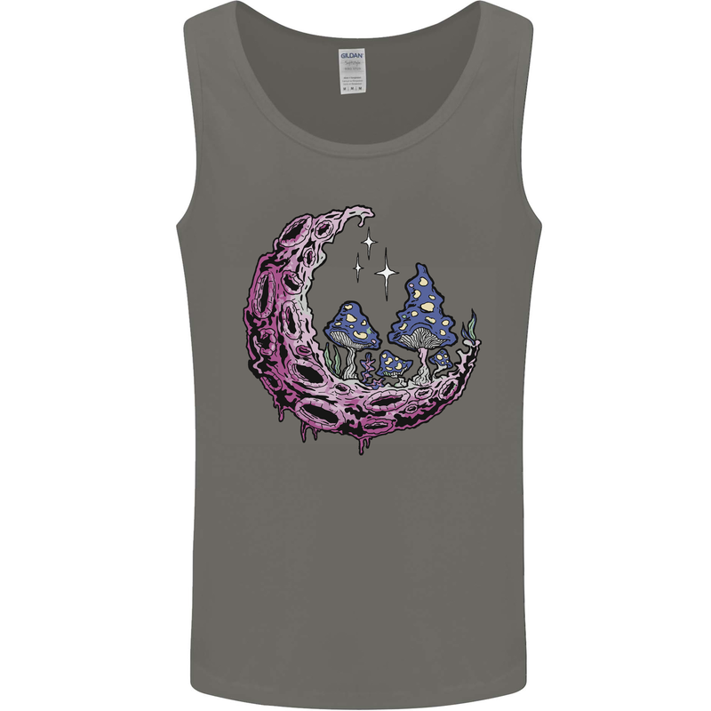 Trippy Magic Mushroom Moon LSD Psychedelic Mens Vest Tank Top Charcoal