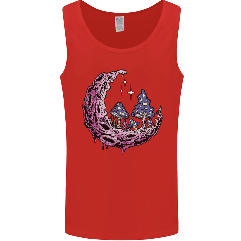 Trippy Magic Mushroom Moon LSD Psychedelic Mens Vest Tank Top Red