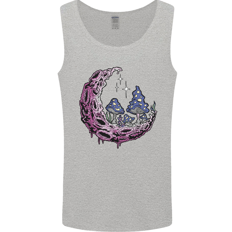 Trippy Magic Mushroom Moon LSD Psychedelic Mens Vest Tank Top Sports Grey