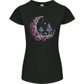 Trippy Magic Mushroom Moon LSD Psychedelic Womens Petite Cut T-Shirt Black
