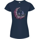 Trippy Magic Mushroom Moon LSD Psychedelic Womens Petite Cut T-Shirt Navy Blue