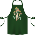 Trippy Magic Mushrooms With Eyes Cotton Apron 100% Organic Forest Green
