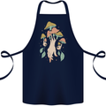 Trippy Magic Mushrooms With Eyes Cotton Apron 100% Organic Navy Blue