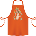 Trippy Magic Mushrooms With Eyes Cotton Apron 100% Organic Orange