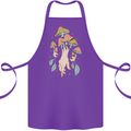 Trippy Magic Mushrooms With Eyes Cotton Apron 100% Organic Purple