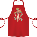 Trippy Magic Mushrooms With Eyes Cotton Apron 100% Organic Red