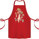 Trippy Magic Mushrooms With Eyes Cotton Apron 100% Organic Red