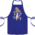 Trippy Magic Mushrooms With Eyes Cotton Apron 100% Organic Royal Blue