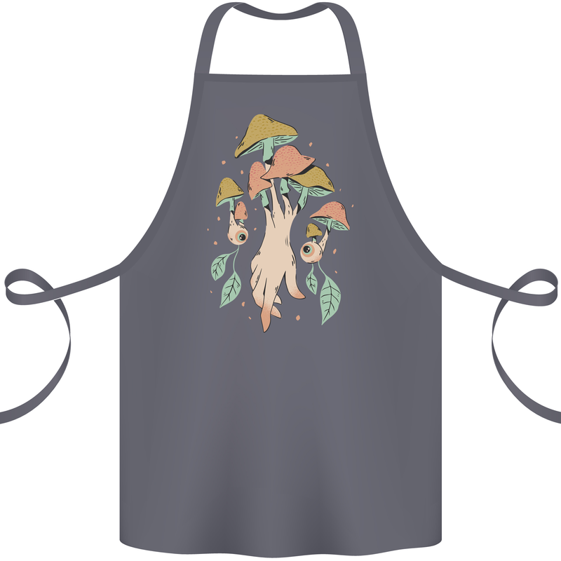 Trippy Magic Mushrooms With Eyes Cotton Apron 100% Organic Steel