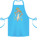 Trippy Magic Mushrooms With Eyes Cotton Apron 100% Organic Turquoise