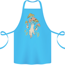 Trippy Magic Mushrooms With Eyes Cotton Apron 100% Organic Turquoise