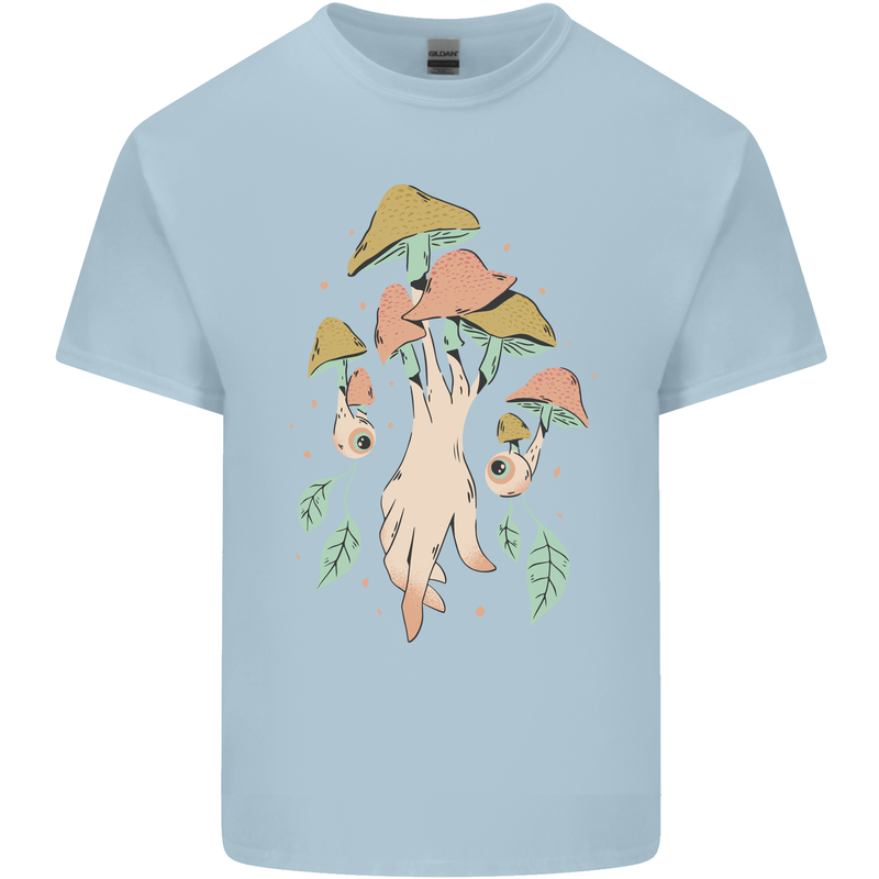 Trippy Magic Mushrooms With Eyes Kids T-Shirt Childrens Light Blue