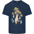 Trippy Magic Mushrooms With Eyes Kids T-Shirt Childrens Navy Blue