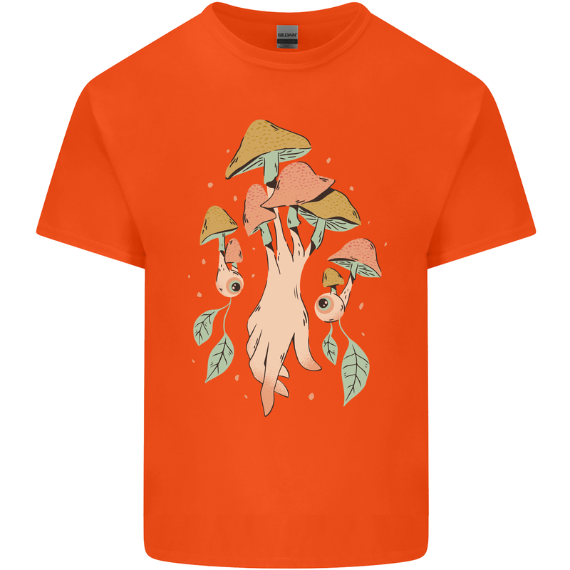 Trippy Magic Mushrooms With Eyes Kids T-Shirt Childrens Orange