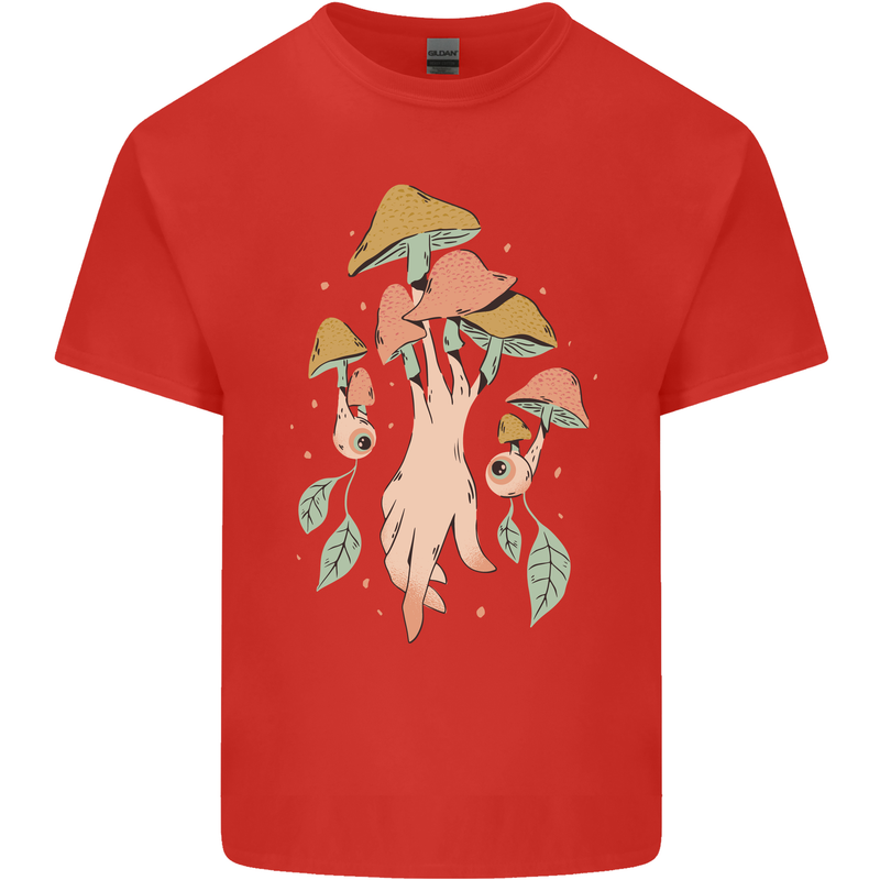 Trippy Magic Mushrooms With Eyes Kids T-Shirt Childrens Red
