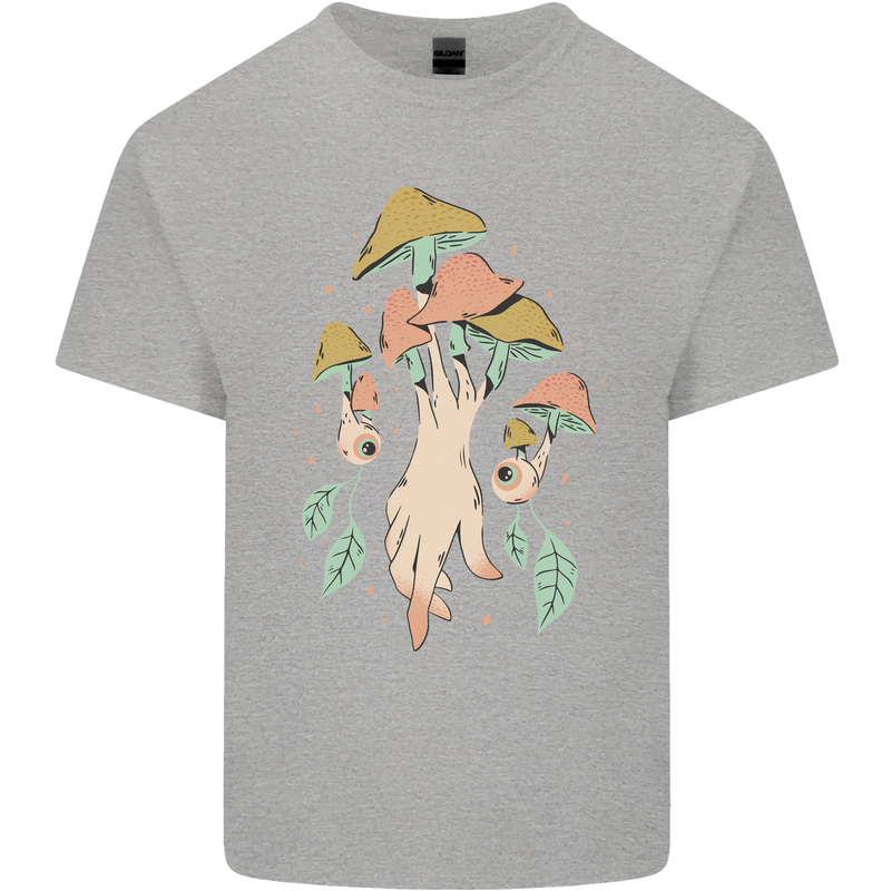 Trippy Magic Mushrooms With Eyes Kids T-Shirt Childrens Sports Grey