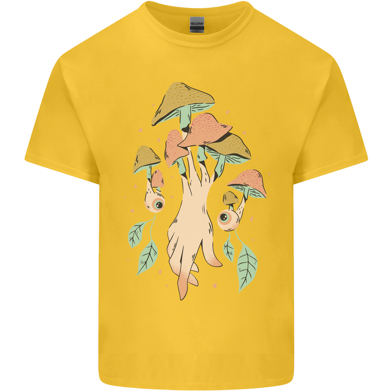 Trippy Magic Mushrooms With Eyes Kids T-Shirt Childrens Yellow