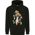 Trippy Magic Mushrooms With Eyes Mens 80% Cotton Hoodie Black