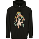 Trippy Magic Mushrooms With Eyes Mens 80% Cotton Hoodie Black
