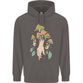 Trippy Magic Mushrooms With Eyes Mens 80% Cotton Hoodie Charcoal