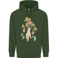 Trippy Magic Mushrooms With Eyes Mens 80% Cotton Hoodie Forest Green