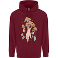 Trippy Magic Mushrooms With Eyes Mens 80% Cotton Hoodie Maroon