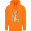Trippy Magic Mushrooms With Eyes Mens 80% Cotton Hoodie Orange