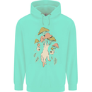 Trippy Magic Mushrooms With Eyes Mens 80% Cotton Hoodie Peppermint