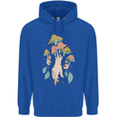 Trippy Magic Mushrooms With Eyes Mens 80% Cotton Hoodie Royal Blue