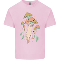 Trippy Magic Mushrooms With Eyes Mens Cotton T-Shirt Tee Top Light Pink