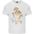 Trippy Magic Mushrooms With Eyes Mens Cotton T-Shirt Tee Top White
