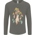 Trippy Magic Mushrooms With Eyes Mens Long Sleeve T-Shirt Charcoal