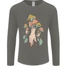 Trippy Magic Mushrooms With Eyes Mens Long Sleeve T-Shirt Charcoal