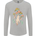 Trippy Magic Mushrooms With Eyes Mens Long Sleeve T-Shirt Sports Grey