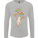 Trippy Magic Mushrooms With Eyes Mens Long Sleeve T-Shirt Sports Grey