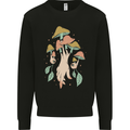 Trippy Magic Mushrooms With Eyes Mens Sweatshirt Jumper Black