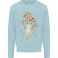 Trippy Magic Mushrooms With Eyes Mens Sweatshirt Jumper Light Blue