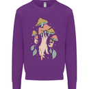 Trippy Magic Mushrooms With Eyes Mens Sweatshirt Jumper Purple