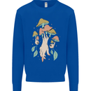Trippy Magic Mushrooms With Eyes Mens Sweatshirt Jumper Royal Blue
