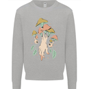 Trippy Magic Mushrooms With Eyes Mens Sweatshirt Jumper Sports Grey