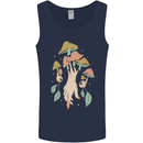 Trippy Magic Mushrooms With Eyes Mens Vest Tank Top Navy Blue