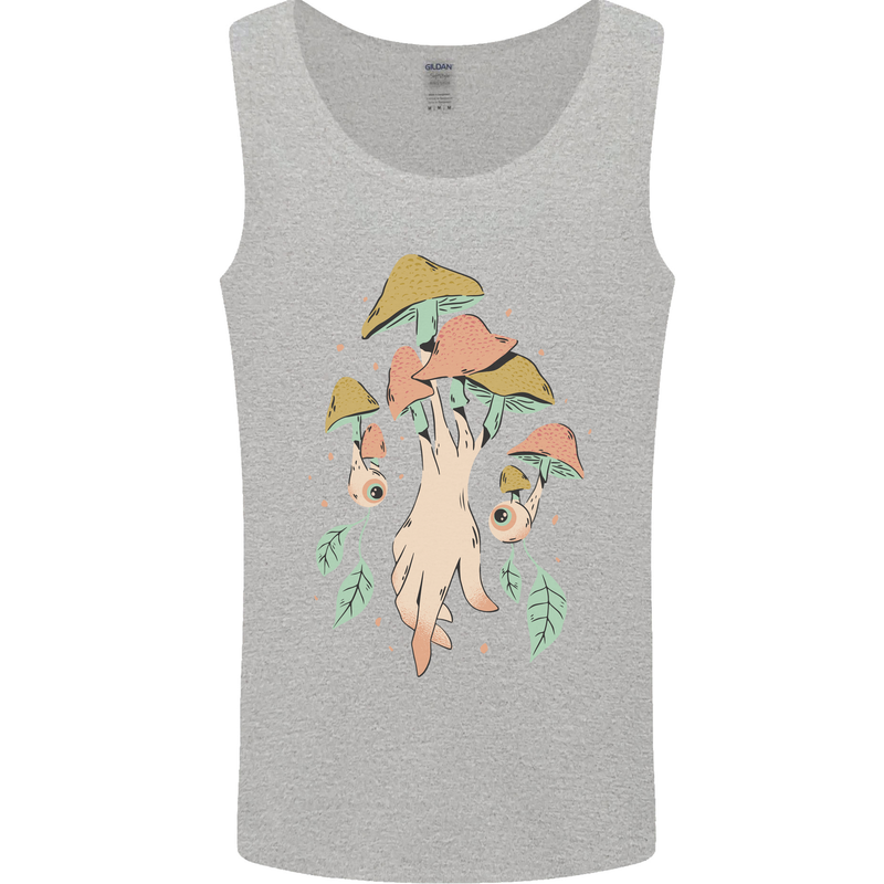 Trippy Magic Mushrooms With Eyes Mens Vest Tank Top Sports Grey