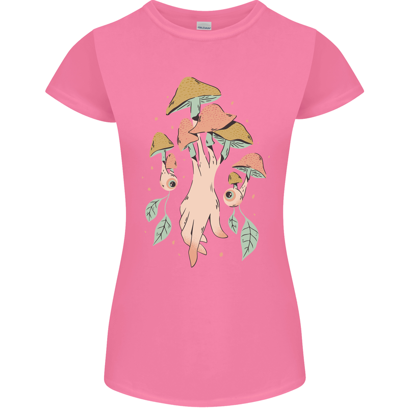 Trippy Magic Mushrooms With Eyes Womens Petite Cut T-Shirt Azalea