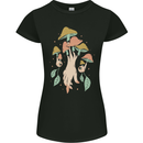 Trippy Magic Mushrooms With Eyes Womens Petite Cut T-Shirt Black