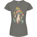 Trippy Magic Mushrooms With Eyes Womens Petite Cut T-Shirt Charcoal