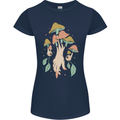 Trippy Magic Mushrooms With Eyes Womens Petite Cut T-Shirt Navy Blue