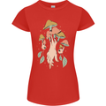 Trippy Magic Mushrooms With Eyes Womens Petite Cut T-Shirt Red