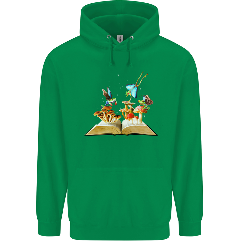 Trippy Nature Book Magic Mushrooms LSD Childrens Kids Hoodie Irish Green