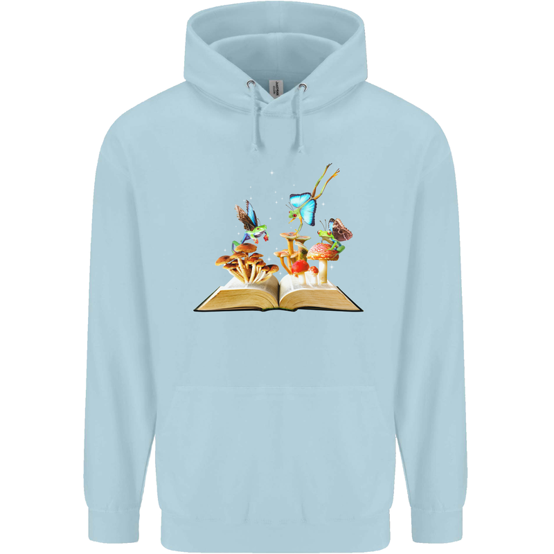 Trippy Nature Book Magic Mushrooms LSD Childrens Kids Hoodie Light Blue